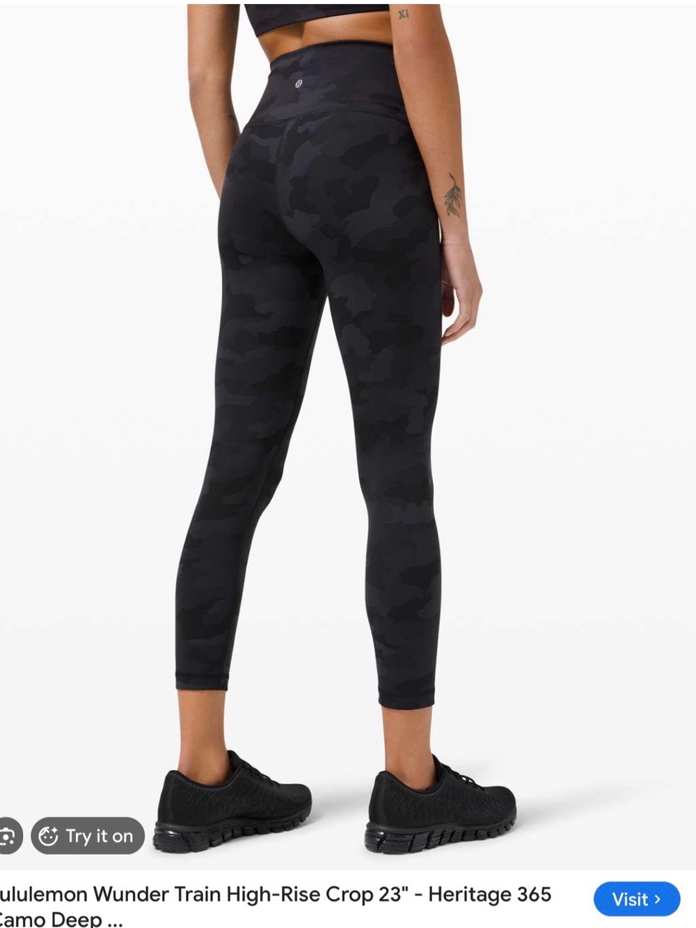 Lululemon Wunder Train HR Crop 23” heritage camo gray